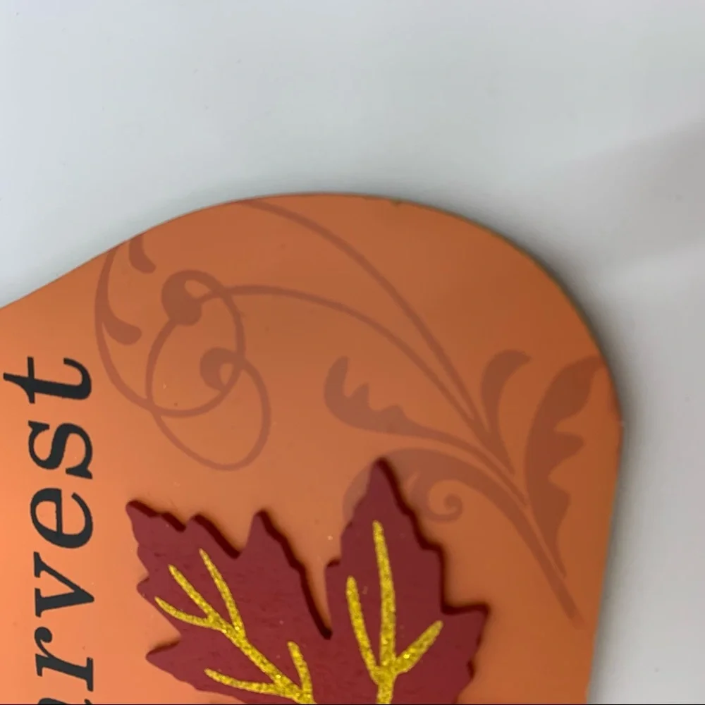 2 Piece Set Wooden Fall Pumpkin Wall Hang Decor Signs W/ Surprise Gift Not Shown